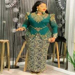 여성용 고급 아프리카 드레스, 우아한 긴팔 맥시 로브, 앙카라 다시키 의상, 웨딩 파티 이브닝 플러스 사이즈 드레스 가운