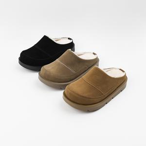 신난다슈 남성 여성 털 슬리퍼 3cm 방한 뮬 블로퍼 소가죽 스웨이드 T25ALPHA1