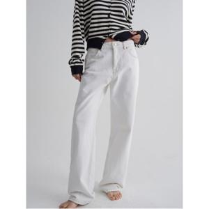 롱 슬림 스트레이트 데님 - 아이보리 (355921LPB0)