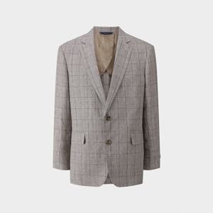 [정상가 690000원] 클래식핏 코튼 린넨 2버튼 체크 재킷 (베이지) (BBJSMF8430ZFS)