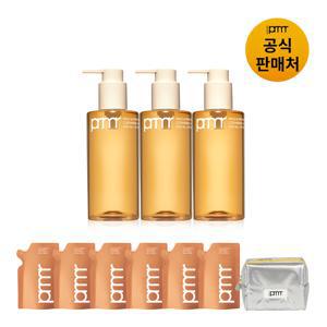 [라이브][PRMR] 마일드 앤 퍼펙트 클렌징 오일 투 폼 200ml 트리플 구성(본품 200ml*3+리필파우치 100ml*6=총 1200ml)