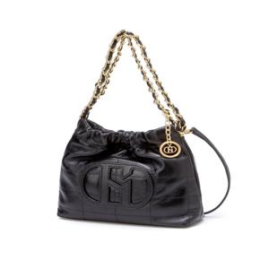 [인기신상] HIBA6E553BK_여성 H패치 블랙 레더 퀼팅 체인 미니크로스백