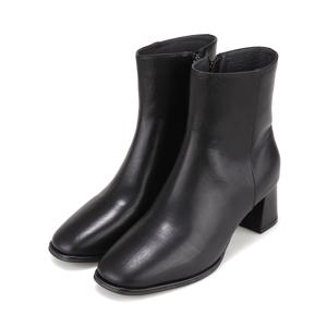 소가죽 둥근 스퀘어 여성 앵클부츠 3COLOR_BBI860BK