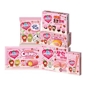 딸기시리즈 6종 카스타드+찰떡파이+빼뺴로+ABC초코쿠키+크런키더블크런치바+말랑카우