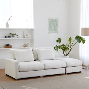 오뉴 클래식 덕다운 아쿠아텍스 패브릭 3인 카우치 소파 스툴선택 모듈형 거실 인테리어 쇼파 쿠션 소파세트