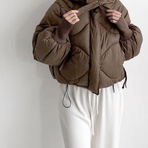 [브리치]  / 여성 후드 하이넥 지퍼 포켓 스트링 데일리 숏 패딩 점퍼 4컬러