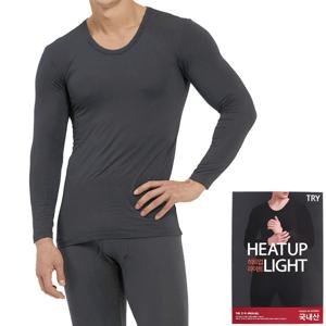 [TRY]남성 히트업라이트남상하내의세트 진회색 국내산 경량보온내복