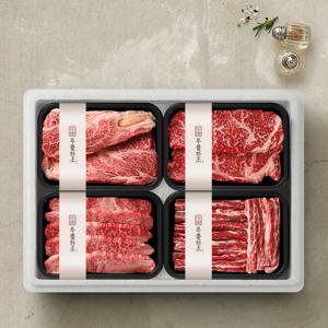 [투뿔한소] 한우 1++등급 구이선물세트 3호 800g등심200g+채끝200g+업진살200g+갈비살200g