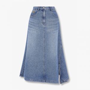 [보브] 엠브로이더리 플레어 데님 롱 스커트 7155255006