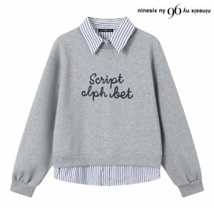 정상가:89,000원 ㅣ 스트라이프 카라 셔츠 레이어드 맨투맨 (NP3LW019L0)