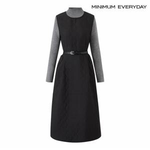 정상가:159,000원 ㅣ  반목 니트 세트 퀼팅 벨티드 원피스 (EB4OW014D)