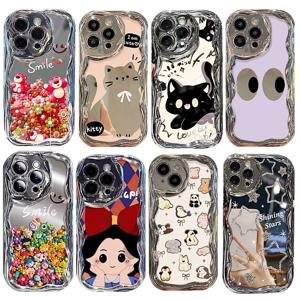 갤럭시 물결케이스 s24 s23 s22 s21 플러스 울트라 귀여운 곰돌이 고양이 캐릭터 실버 글리터