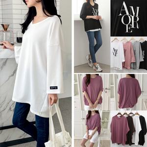 봄신상 빅사이즈여성의류 편한 티셔츠 긴팔 반팔 7부