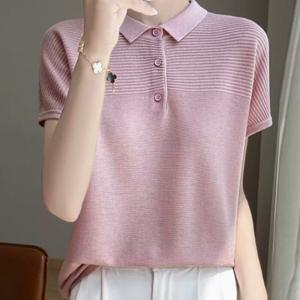 [브리치] 렐라웨어 / 세미 루즈 데일리 카라 여름 니트 티셔츠 YL250562