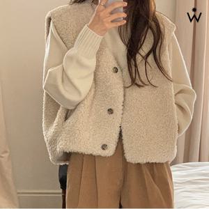 정상가:79,000원 ㅣ 캐쥬얼 브이넥 양털 배색 리버시블 베스트 (WIADVT019)