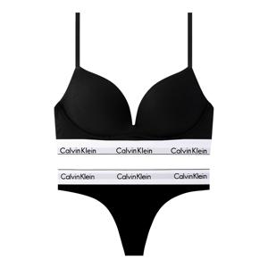 CK 여성 모던 코튼 AF 플런지 푸쉬업 브라+티팬티 세트 QF7623+F3786 BLACK