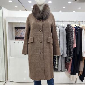 폭스퍼 루즈빗 체크 알파카 모직 롱코트JACW0WCH0460_US