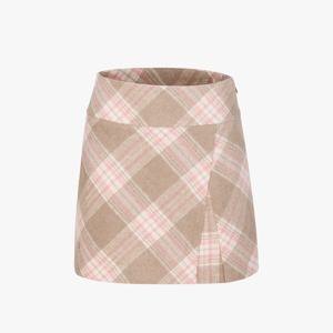 체크 A라인 스커트 (베이지)