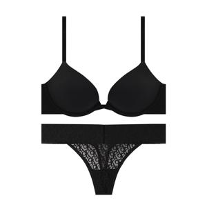 CK 여성 푸쉬업 플런지 브라+티팬티 세트 QF7315+QD5282 BLACK