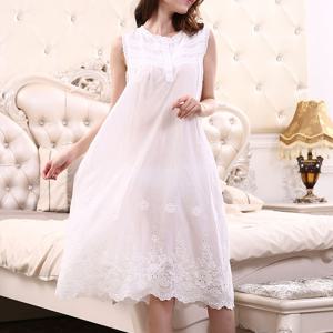 [시골양품점] 면 100%면자수 펀칭레이스 민소매 원피스[EMP013]