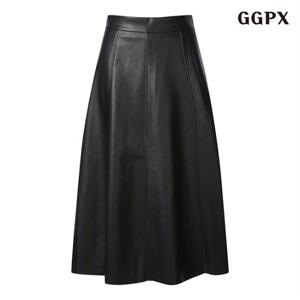 정상가:79000원ㅣ심플 베이직 플레어 레더 롱 스커트 (GODWH004D)