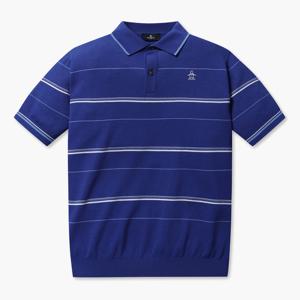 [정가 398,000원] 남성 스트라이프 반팔 카라 니트 블루(MP121MSW31)