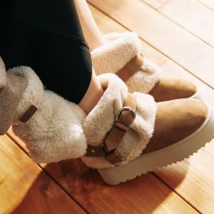 [리퍼브][정상가:158,000원] 2Colors_핸드메이드 테디베어 버클 램 시어링 앵클&미들 부츠 I KM290