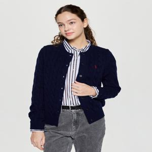 헤지스 여성 [[25FW]] HSSW5DC84N3 캐시미어 블렌디드 케이블 가디건 다크네이비