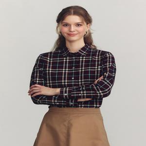 헤지스 여성 [[24FW]] WSSH4DC82W2 [가격인하][스테디셀러][면100%] 브라운 체크 긴소매 셔츠