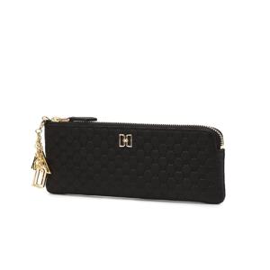[선물포장][LOUIS DD] 블랙 DD 로고패턴 소가죽 슬림 지퍼장지갑 DCWA5F518