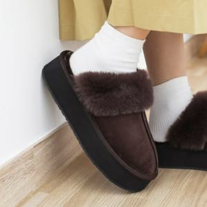 [브리치]  /  퍼안감 프라디 통굽 털 슬리퍼 4cm