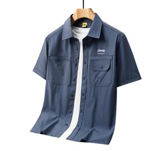 지프스피릿 봄여름 신상 반팔 솔리드 셔츠 남성 여름 얇은 캐주얼 루즈핏 칼라 반팔 셔츠 18892