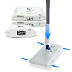 이지클립 원터치 바로 밀대 대형 톡톡밀대+물걸레포 2팩+정전기포 1팩