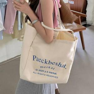 캔버스 가방 에코백 레터링 영문 프린트 코튼 데일리 숄더백