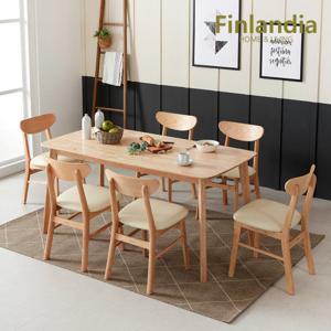 핀란디아 데니스 내추럴 6인식탁세트(의자6)