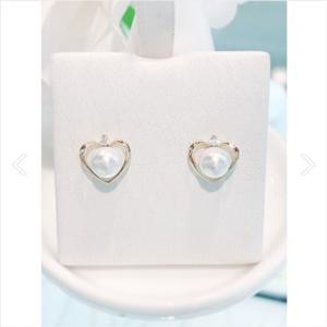 미니골드 14K 펄러브 하트 진주 귀걸이 EETS4178