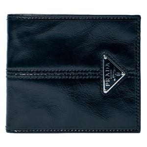 25 FW 프라다 트라이앵글 로고 패치 크링클 레더 월렛 반지갑 블랙 2MO513 2CX7 F0002