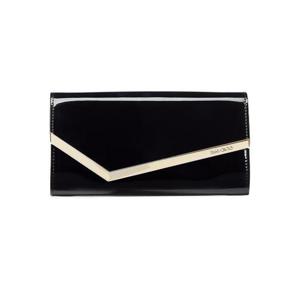 26 SS 지미추 Emmie 에미 에나멜 레더 클러치백 블랙골드