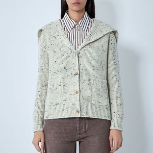 26 SS 보테가 베네타 숄 칼라 울 잉글리쉬 리브 가디건 샌드 838107 V5LV0 9317