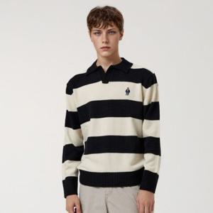 [후아유]남녀공용 Steve Stripe Open Collar Pullover WHKAF4922U