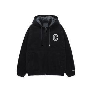 커버낫후드집업 JQS CO2403JK46-BK C 로고 코듀로이 후디 자켓 블랙