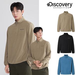 디스커버리 25FW 신상/남성/겨울용/세미오버핏/그리드 플리스 반집업티셔츠 DMZT7A056