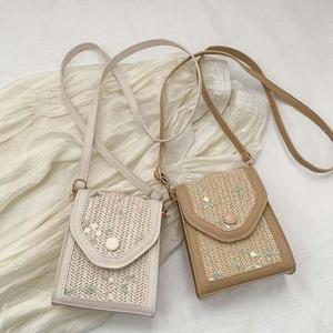 여성 배색 라탄백 미니백 크로스백 여름가방 미니가방