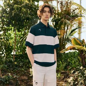 [챌린저] 남성 썸머 쿨 스트레치 컬러 블로킹 카라 반팔 티셔츠 다크그린