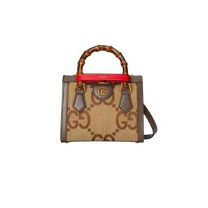 구찌 다이애나 점보 GG 미니 토트백 카멜 에보니 캔버스 655661-UKMFT-2672