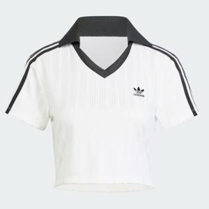 [아디다스(오리지널)]여성 반팔 티셔츠 아디컬러 풋볼 자카드 브이넥 크롭 폴로 셔츠 JD2608