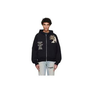 25 FW 아미리 남성 블랙 바시티 패치 오버사이즈 집업 후드티 261886M202028