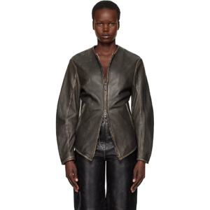 25 FW 디젤 여성 블랙 엠마 가죽 재킷 242001F064003