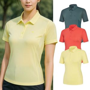 콜핑 냉감 절개 배색 메쉬 여성 여름 카라 등산 반팔티셔츠