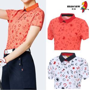 [마코] (여성)멀티 패턴 카라 반팔 티셔츠_MLW2TS15